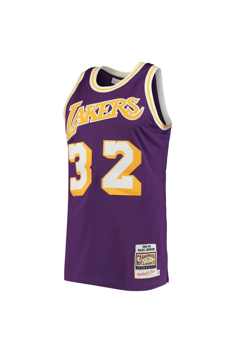 Men's Mitchell & Ness Magic Johnson Purple Los Angeles Lakers 1984/85 Hardwood Classics Authentic Jersey, Alternate, color, Purple