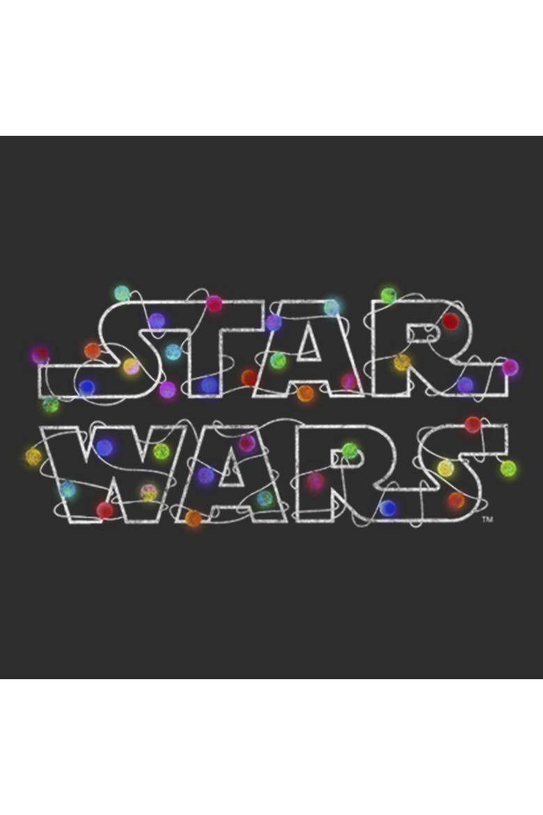Women's Star Wars A New Hope Christmas Logo String Lights Graphic T-Shirt, Alternate, color, Black