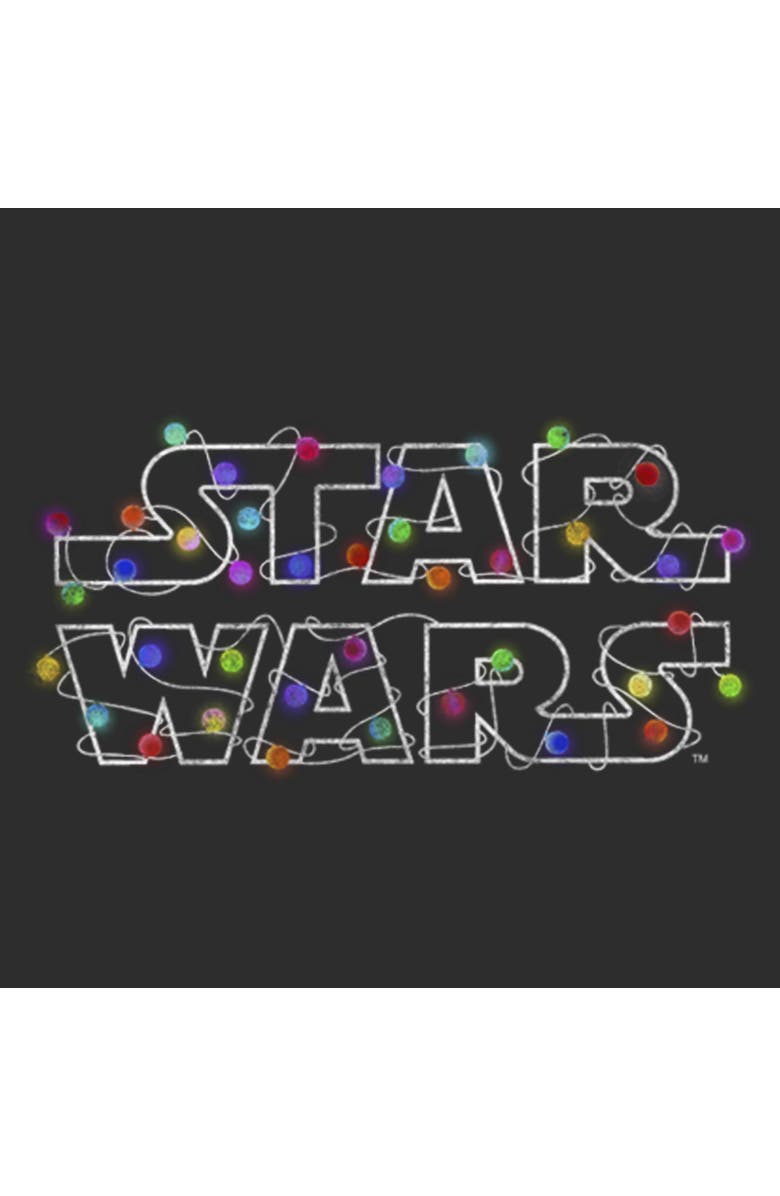 Star Wars: A New Hope Women's Star Wars A New Hope Christmas Logo String Lights  Graphic T-Shirt, Alternate, color, Black