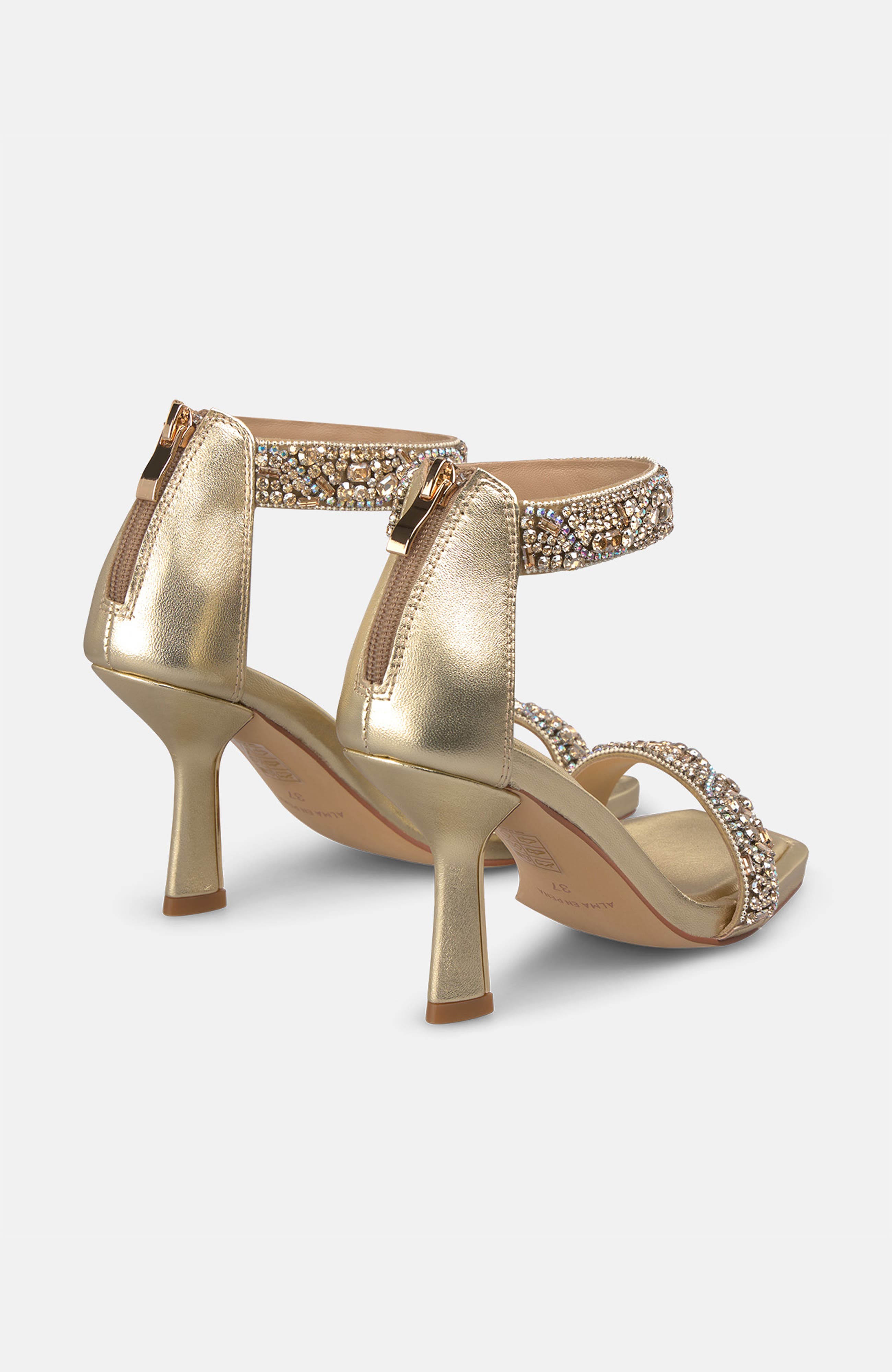 Double Strap Sandal Jewel Effect, Alternate, color, Gold