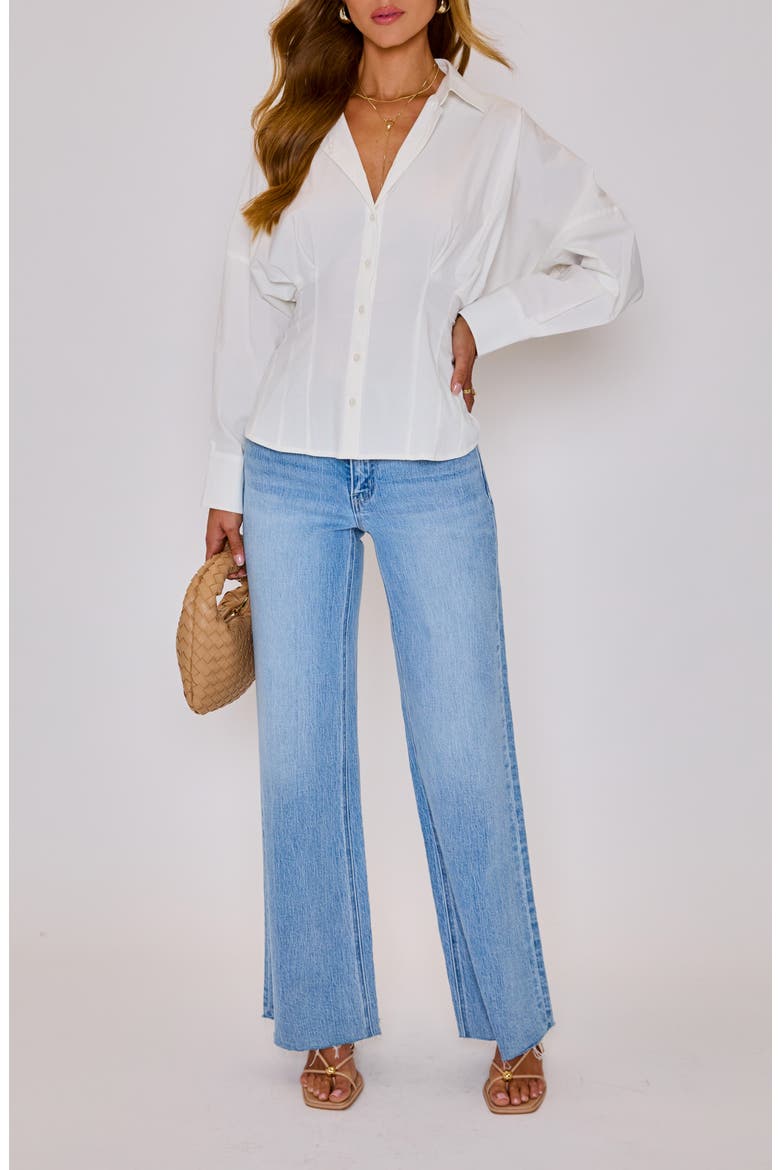 Presley Cotton O-Ring Accent Belted Button-Up Shirt, Alternate, color, WHITE