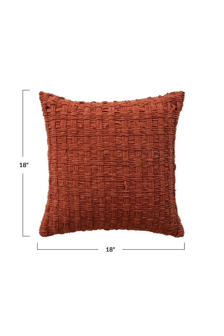 Chenille Woven Square Pillow, Alternate, color, Rust