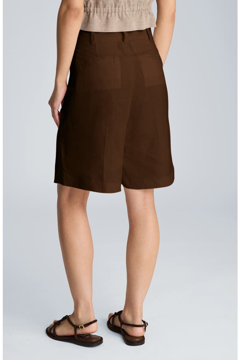 Pleated High Waist Bermuda Shorts, Alternate, color, BRUNETTE