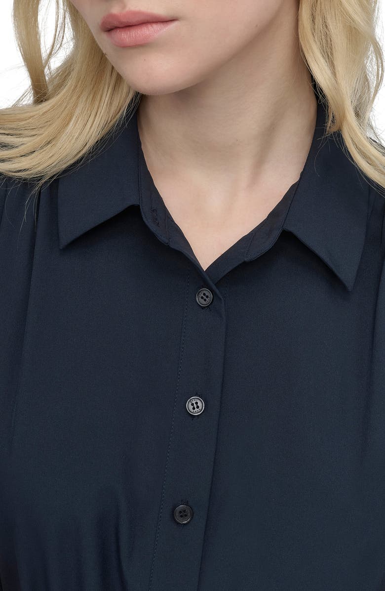 DKNY Ruffle Mini Shirtdress, Alternate, color, Navy