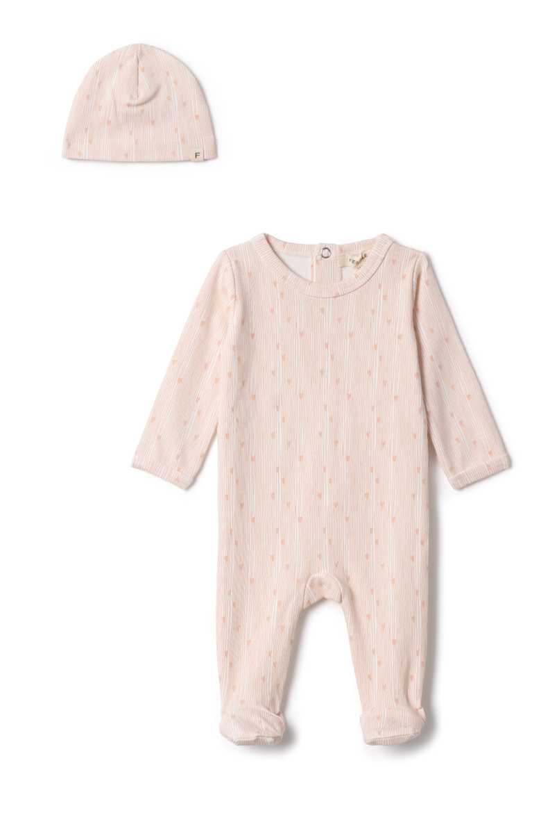 Fragile Girl Line Print Romper with Matching Hat, Main, color, Powder/Rosette