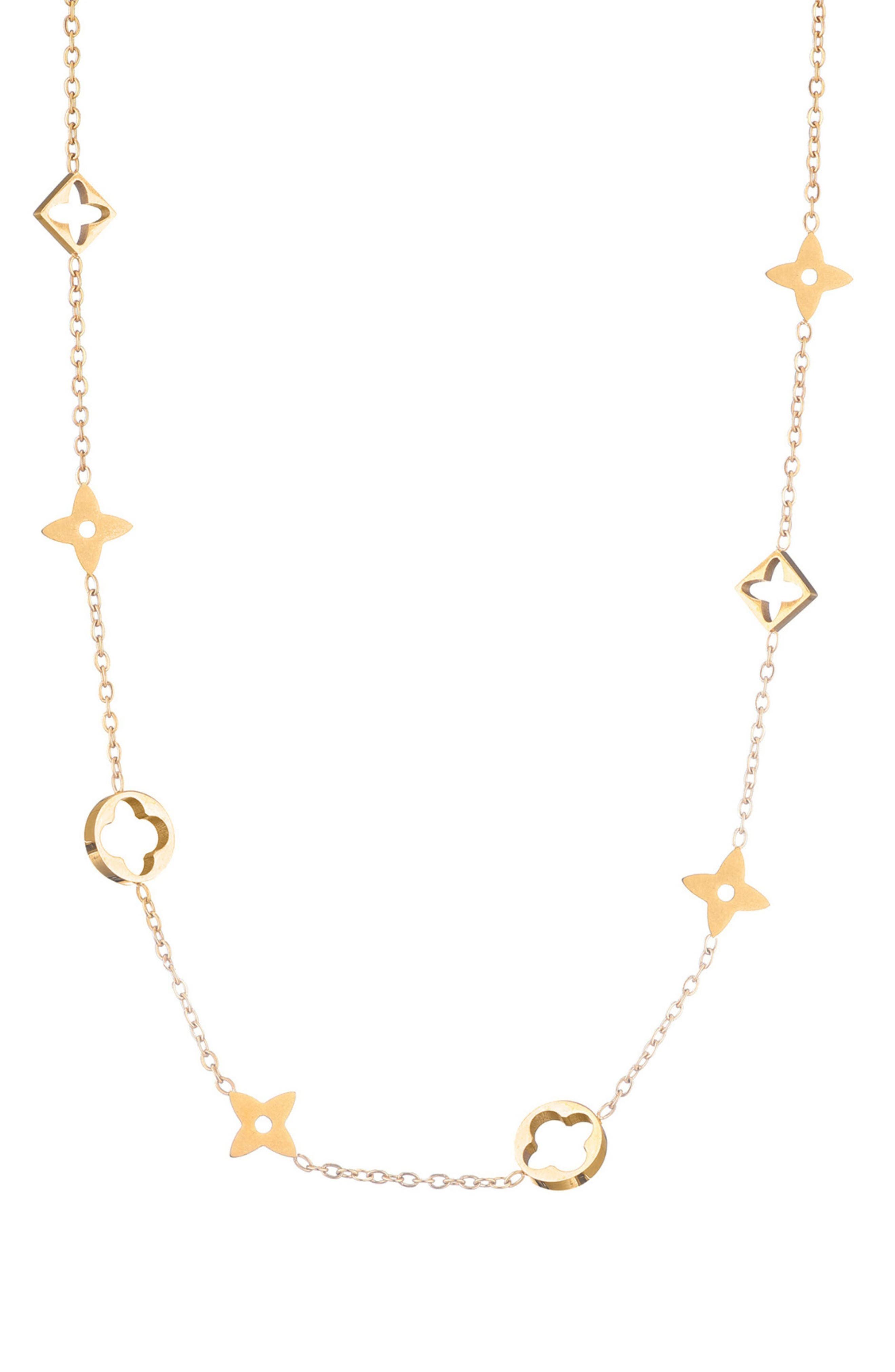 Adornia 18K Gold Plated Clover Station Necklace