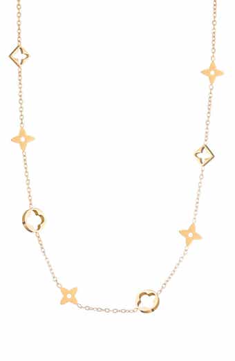 Adornia 18K Gold Plated Clover Station Necklace