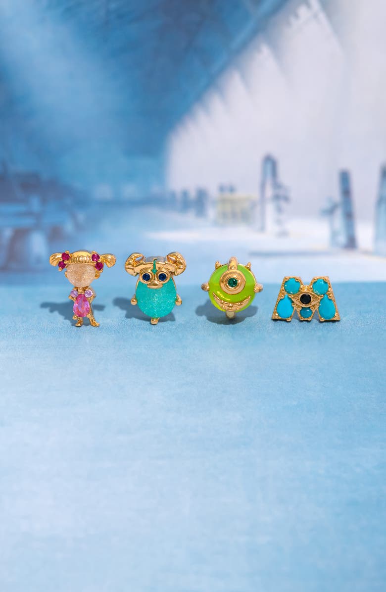 Girls Crew x Disney<sup>®</sup> Pixar Monster's Inc. Set of 4 Stud Earrings, Alternate, color, Gold