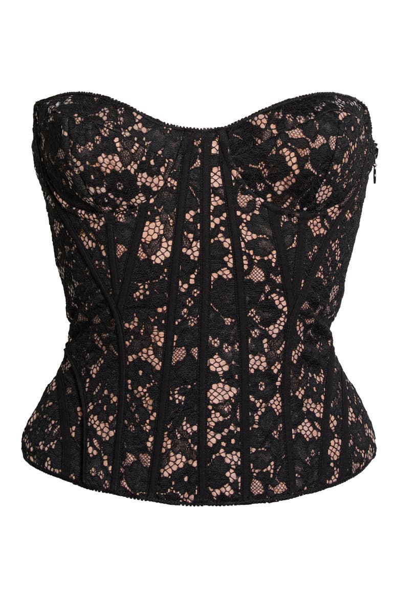 Solaine Lace Corset Top, Alternate, color, BLACK