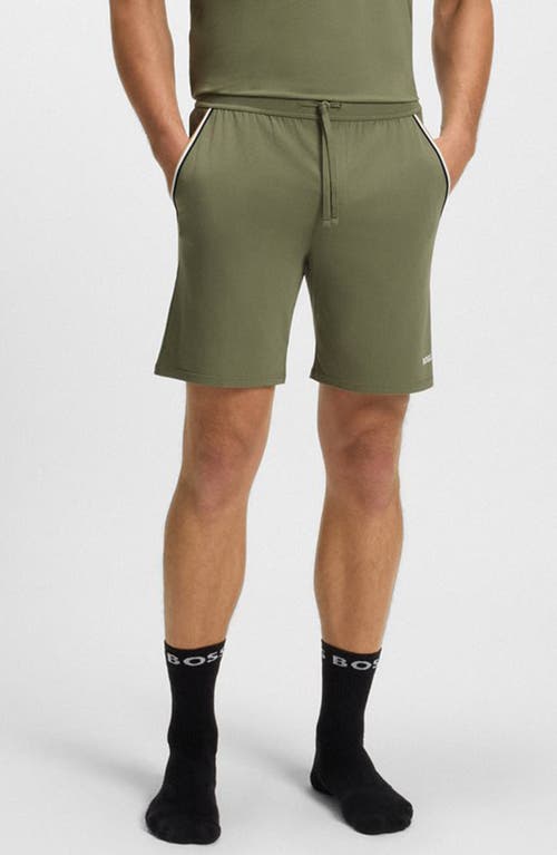 Hugo Boss Boss Unique Stretch Cotton Pajama Shorts In Green