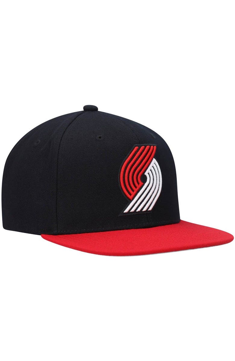 Mitchell & Ness Men's Mitchell & Ness Black/Red Portland Trail Blazers Team Two-Tone 2.0 Snapback Hat, Alternate, color, 
