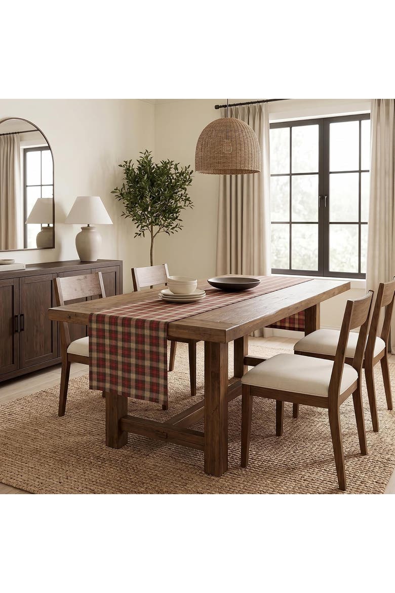 Linen Table Runner - Hunter's Plaid, Alternate, color, Brown