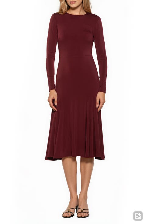 Oona Long Sleeve Fit & Flare Midi Dress