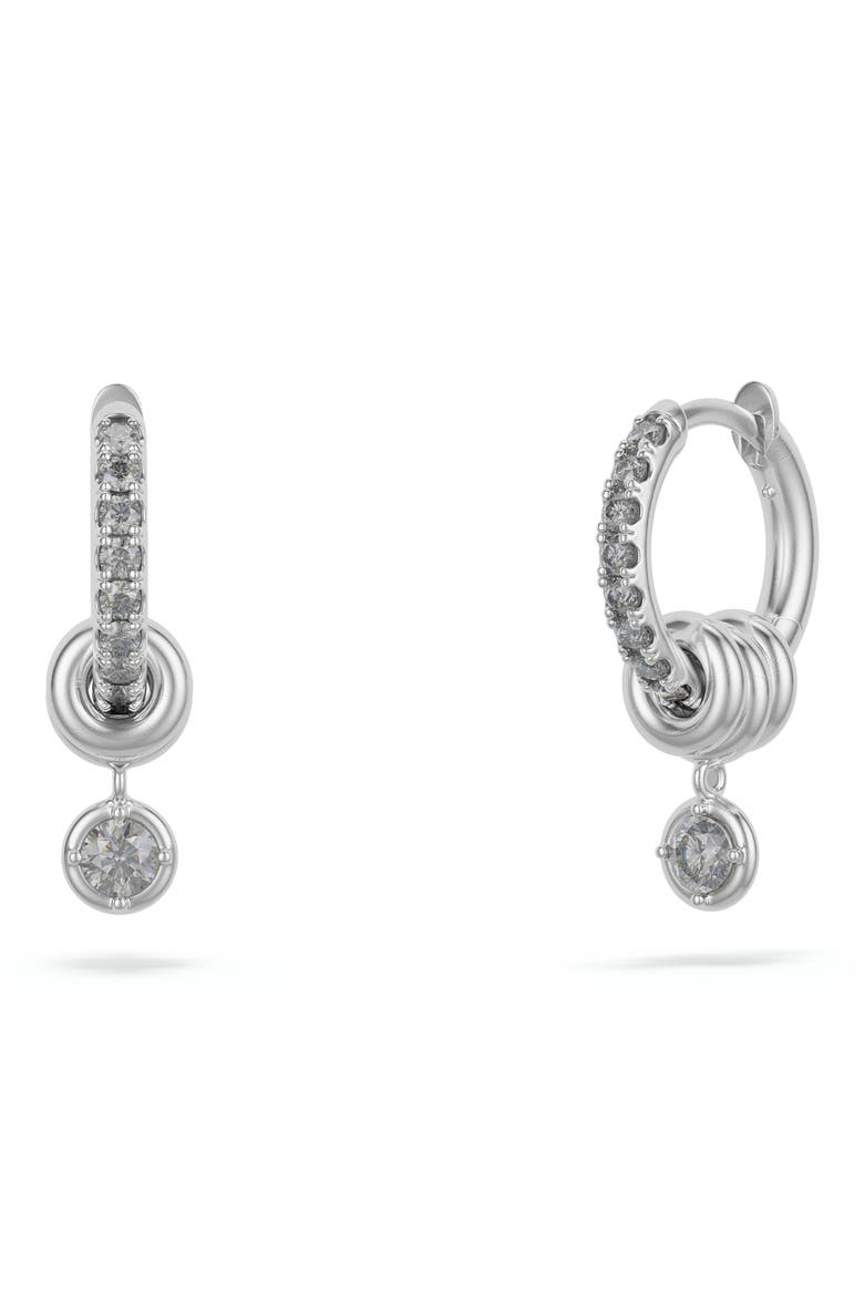 Zahra Grey Diamond Pavé Huggie Hoop Earrings, Main, color, SILVER