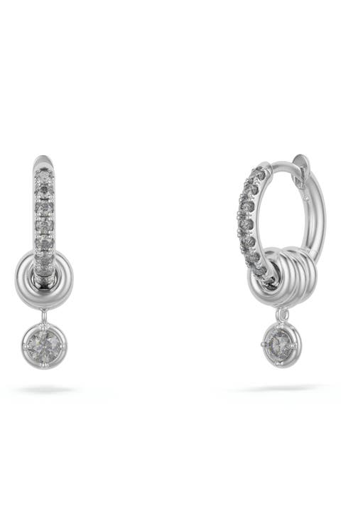 Zahra Grey Diamond Pavé Huggie Hoop Earrings