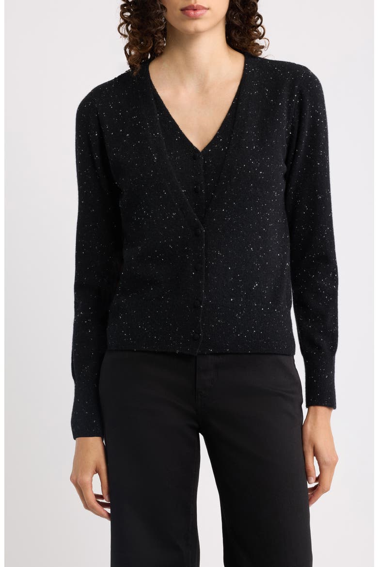 Heather V-Neck Cashmere Sweater, Main, color, HEATHER BLACK