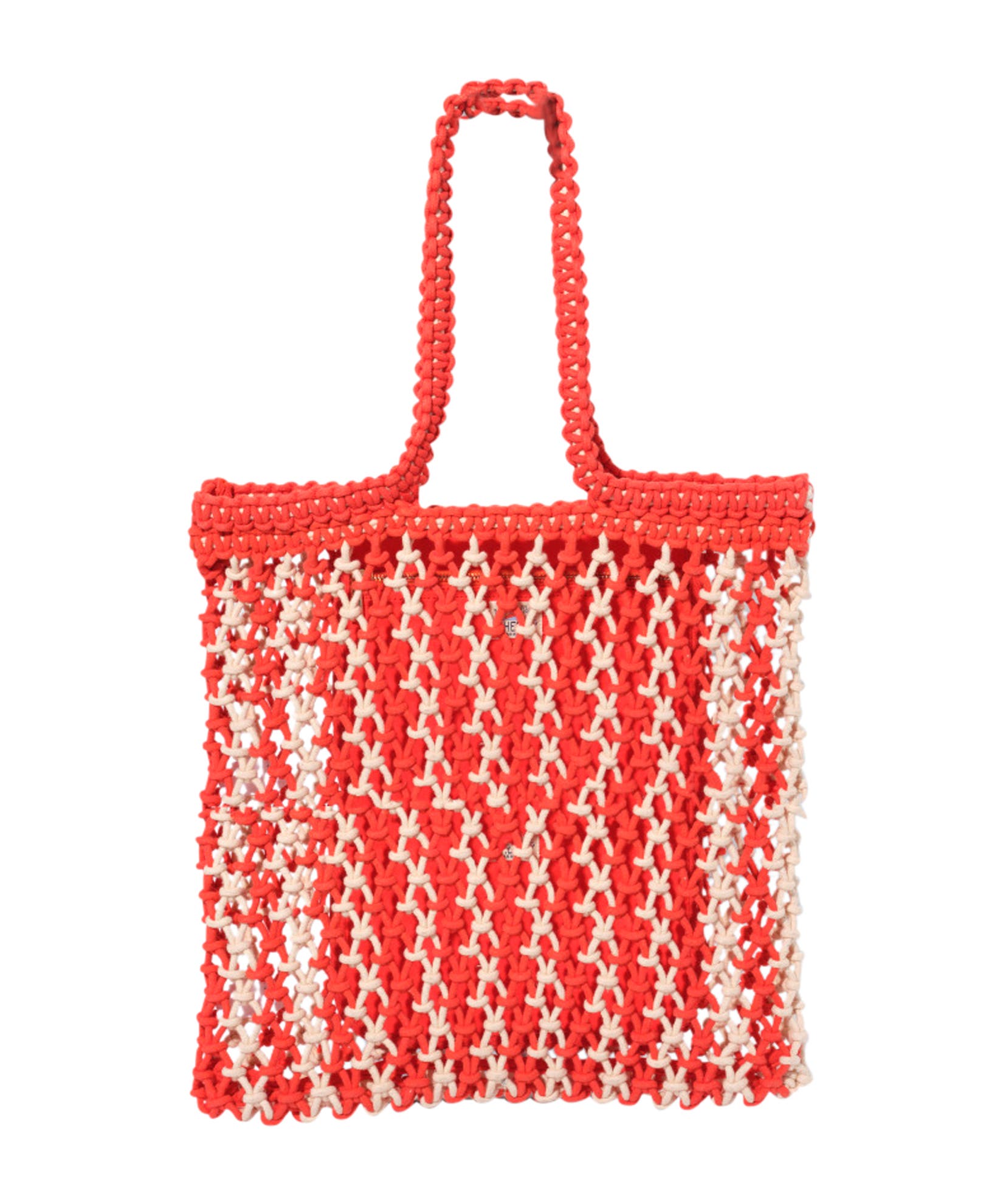 Faherty sunwashed macrame tote, Main, color, Poppy Red