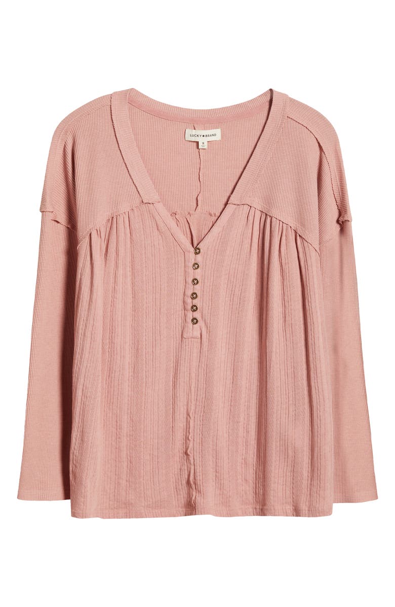 Lucky Brand Mixed Media Henley, Alternate, color, Ash Rose