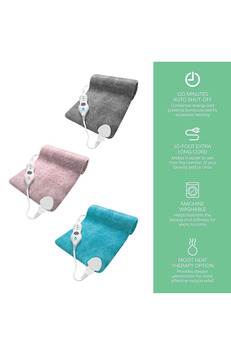 PURSONIC Comfort Trio Heating Pad Set Teal, Pink & Gray, Alternate, color, Multicolor