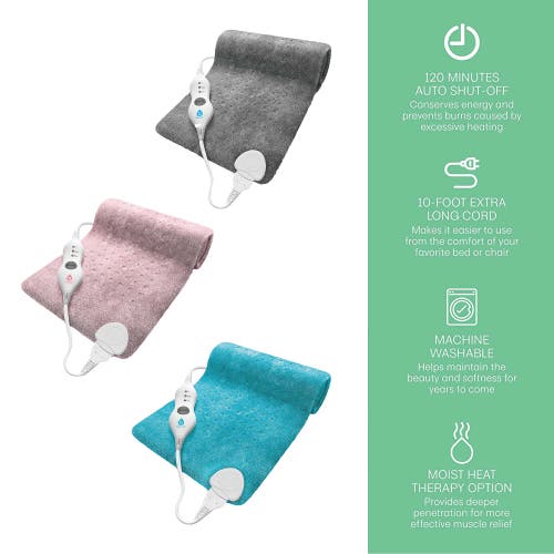 Pursonic Comfort Trio Heating Pad Set Teal, Pink & Gray In Multicolor