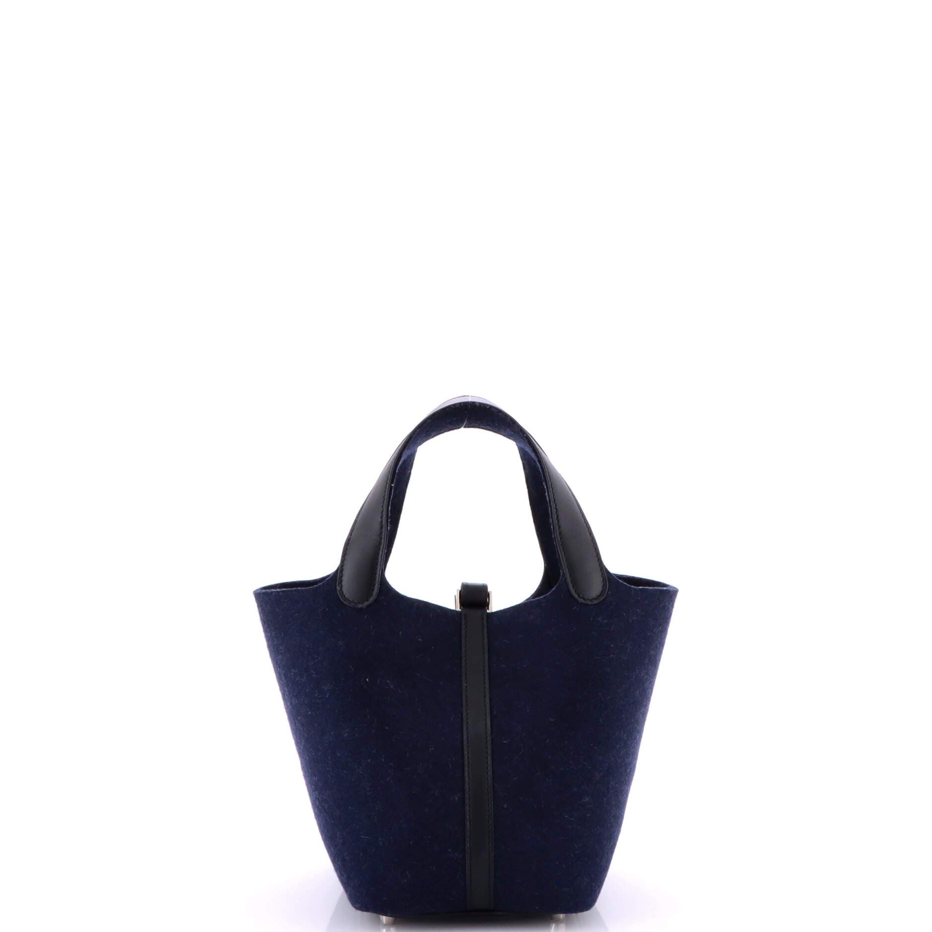 Pre-Owned Hermes Picotin Lock Bag Felt with Leather PM, Alternate, color, Bleu Nuit