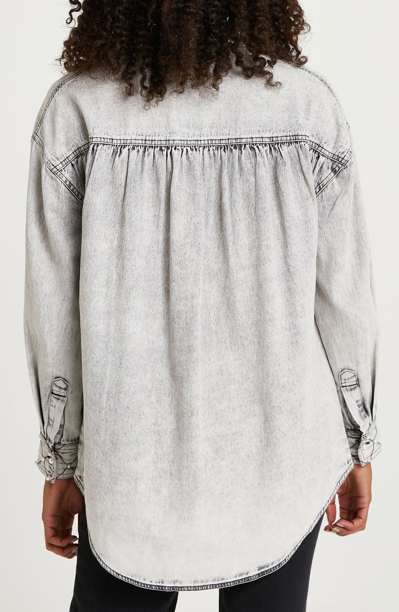 River Island Studded Denim Shirt, Alternate, color, 