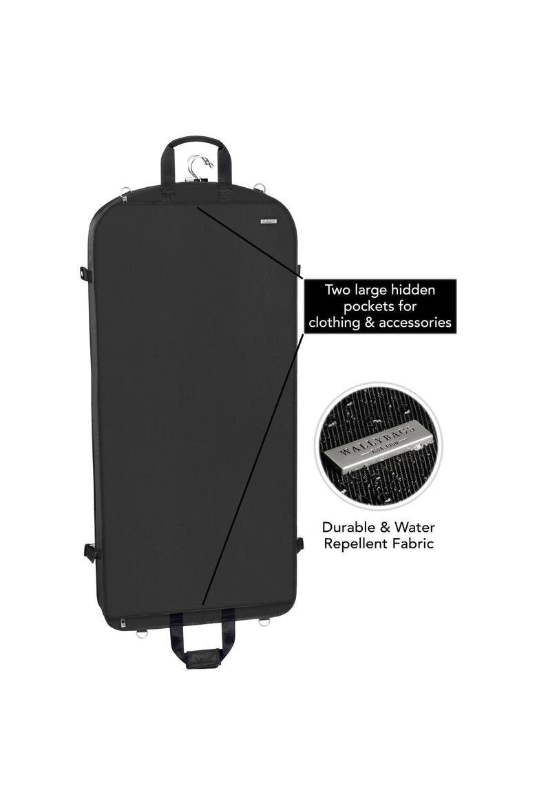45" Premium Extra Capacity Travel Garment Bag With Shoulder Strap, Alternate, color, Black