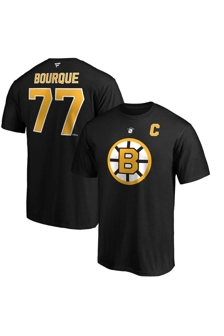 Men's Fanatics Branded Ray Bourque Black Boston Bruins Authentic Stack Retired Player Name & Number T-Shirt, Alternate, color, BLACK