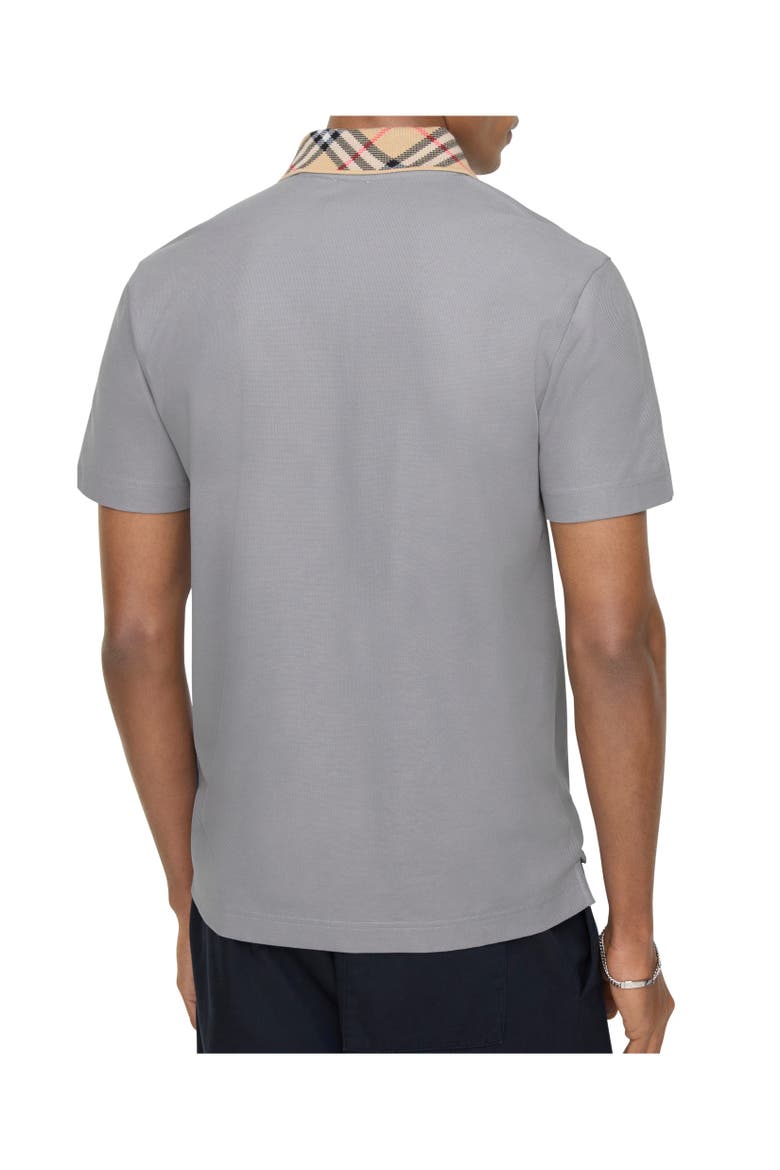 Check Collar Cotton Polo Shirt, Alternate, color, Rainy grey