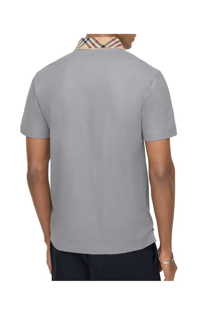 Burberry Check Collar Cotton Polo Shirt, Alternate, color, Rainy Grey