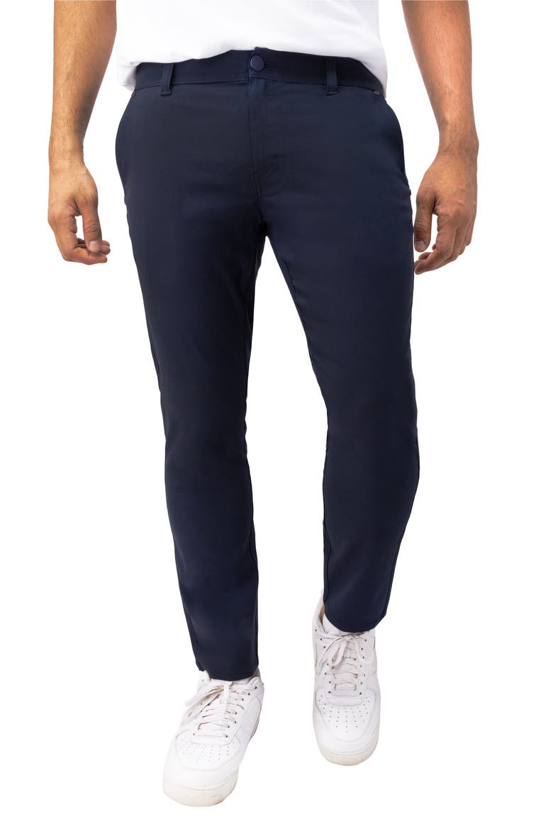 Hidden Zip Pocket Twill Trousers, Alternate, color, NAVY