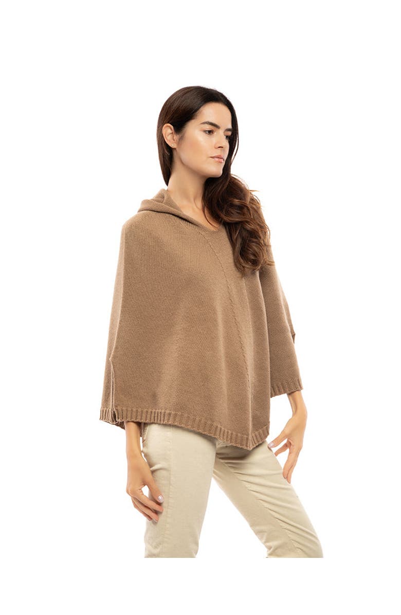 Monticelli Cashmere Pure Cashmere Hooded Poncho, Alternate, color, Black