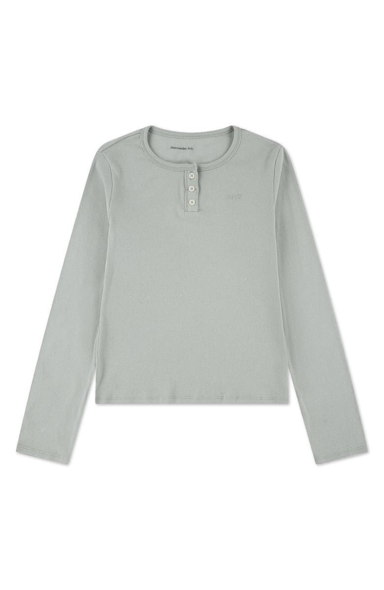 abercrombie kids Kids' Essential Long Sleeve Rib Henley, Main, color, Aqua Gray