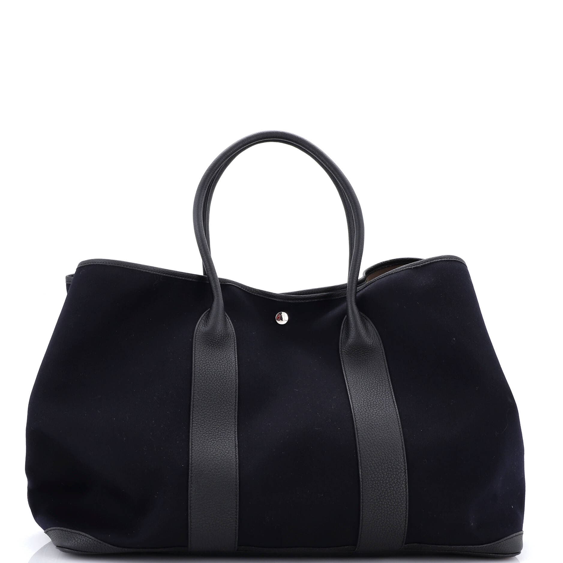 Pre-Owned Hermes Garden Party Tote Toile and Leather 49, Main, color, Bleu Indigo