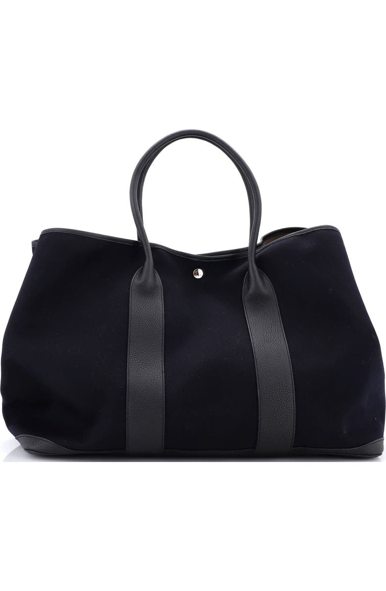 Pre-Owned Hermes Garden Party Tote Toile and Leather 49, Main, color, Bleu Indigo