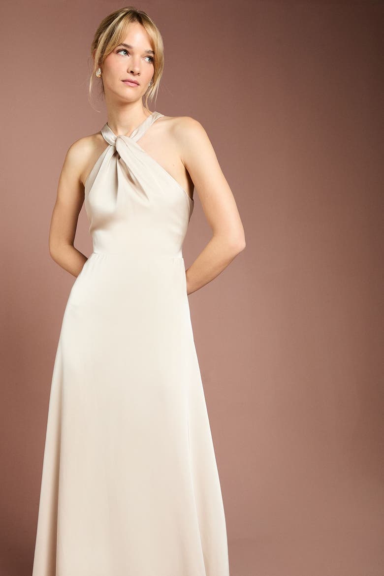 Honoured Twist Halterneck Maxi Dress, Alternate, color, Champagne