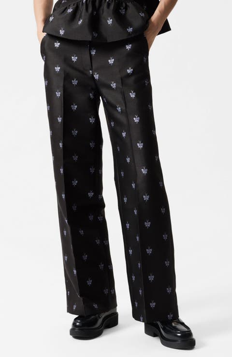 Metallic Jacquard Wide Leg Pants