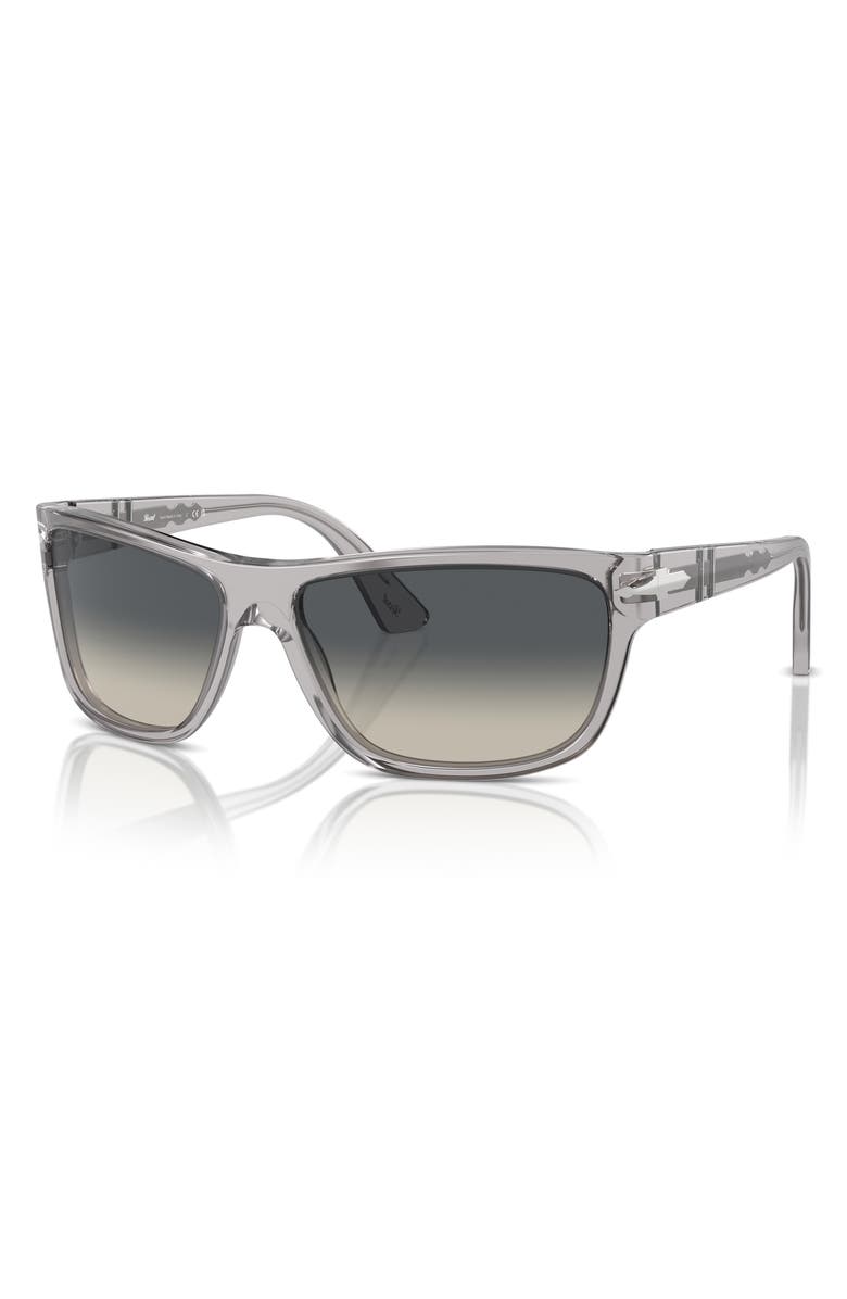 Persol 63mm Oversize Gradient Rectangular Sunglasses, Alternate, color, Transparent Grey
