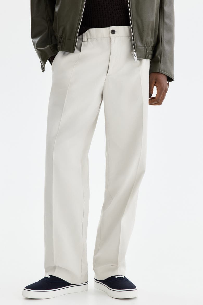 Relaxed Fit Cotton And Lyocell Tailored Trousers, Alternate, color, Light beige