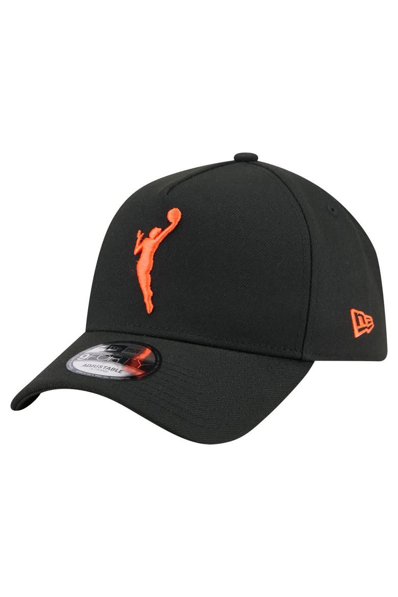 Men's New Era  Black WNBA Gear Core Logo A-Frame 9FORTY Adjustable Hat, Main, color, Black