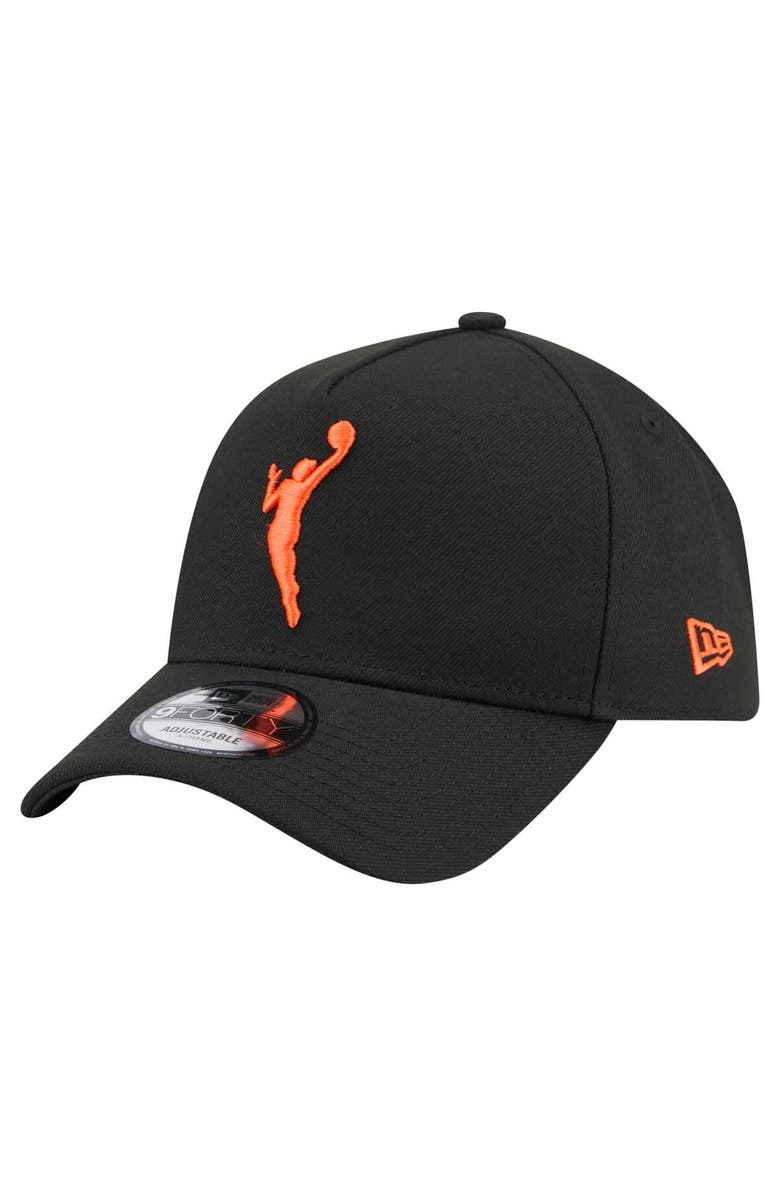 New Era Men's New Era Black WNBA Gear Core Logo A-Frame 9FORTY Adjustable Hat, Main, color,
