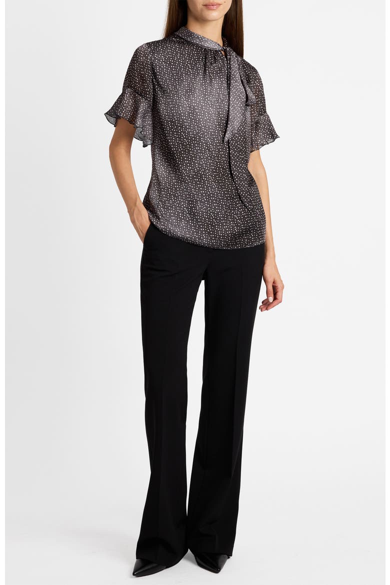 Athena Blouse with Short Flutter-Sleeves, Alternate, color, Onyx