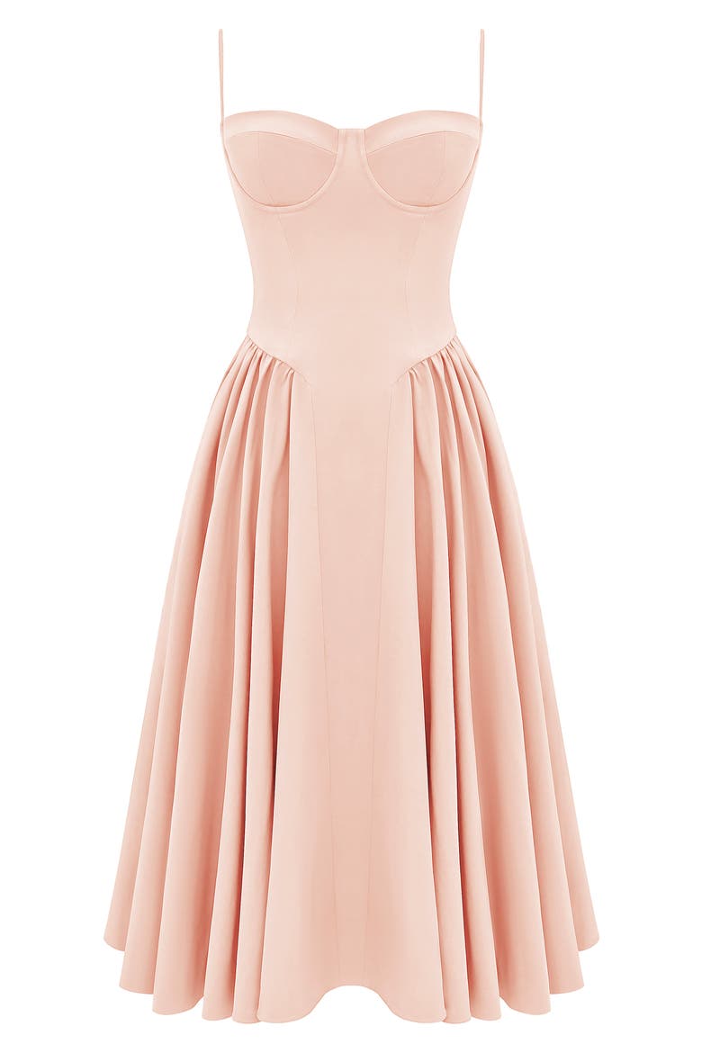 Samaria Corset Fit & Flare Dress, Alternate, color, PEACH PARFAIT