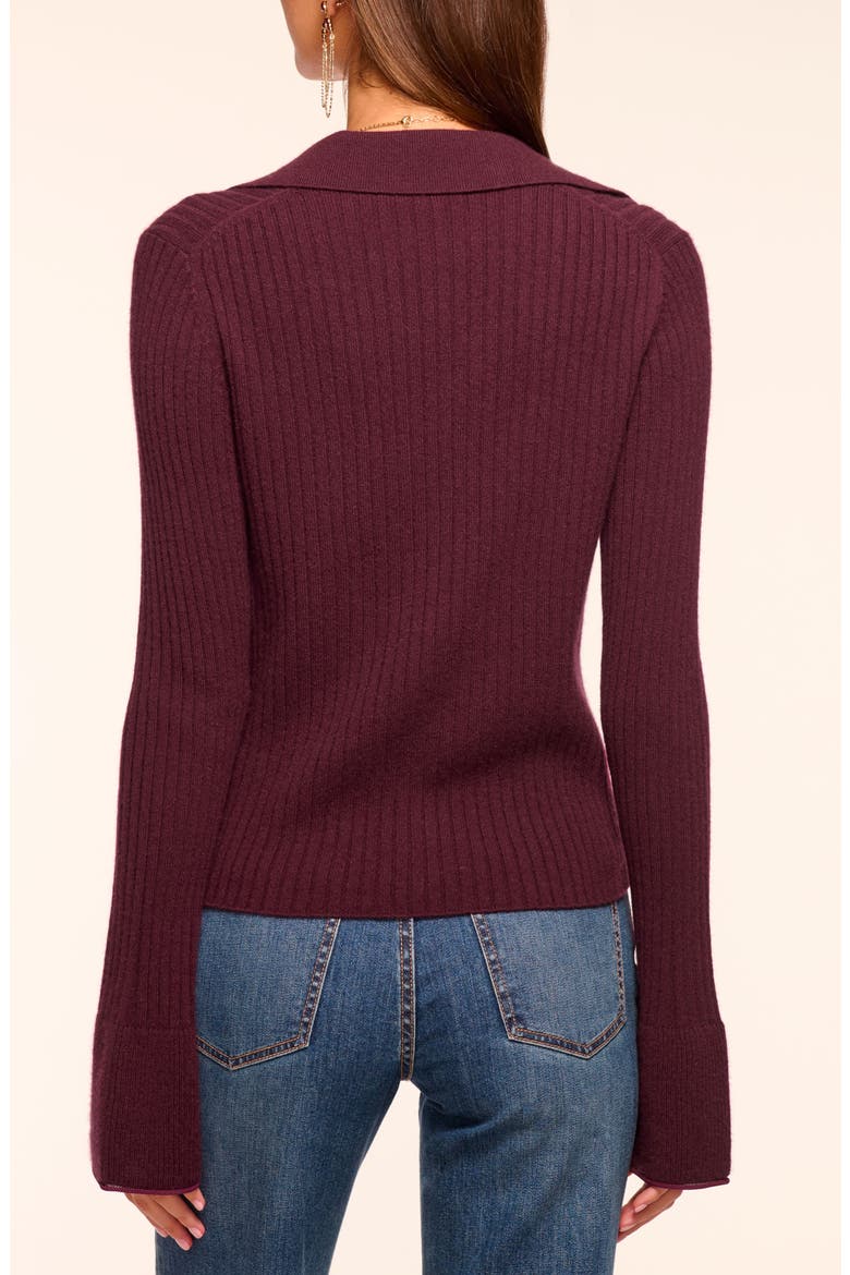 Cathy Collared Rib Cashmere Cardigan, Alternate, color, BLACKBERRY