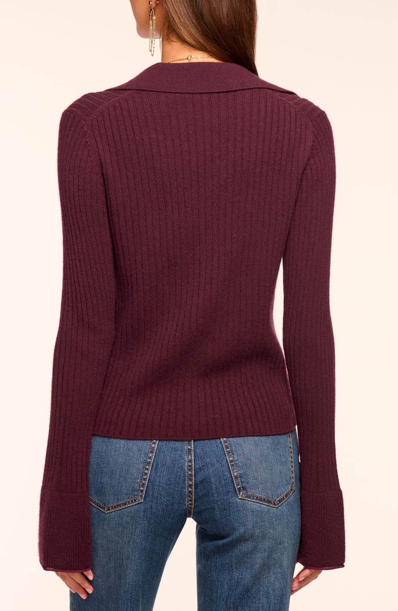 Ramy Brook Cathy Collared Rib Cashmere Cardigan, Alternate, color, Blackberry