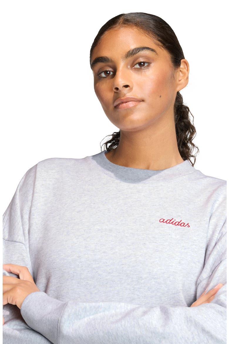 Seasonal Essentials Colorpop Sweatshirt, Alternate, color, LIGHT GREY HEATHER/ MAROON