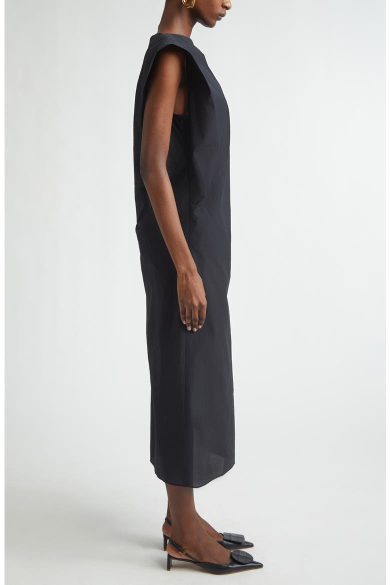 La Robe Drap Asymmetric Midi Dress, Alternate, color, BLACK