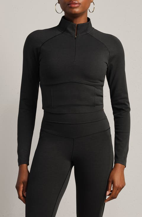 Heather Revive Crop Quarter Zip Top