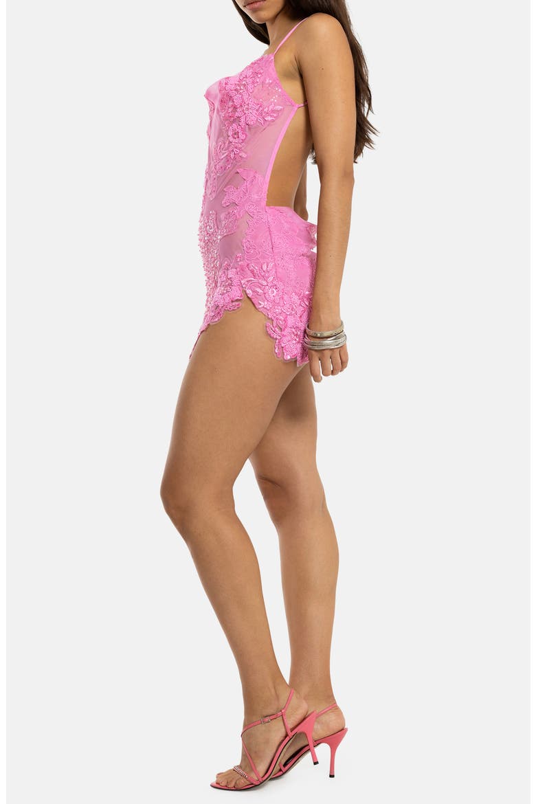 Lace Mix Minidress, Alternate, color, PINK