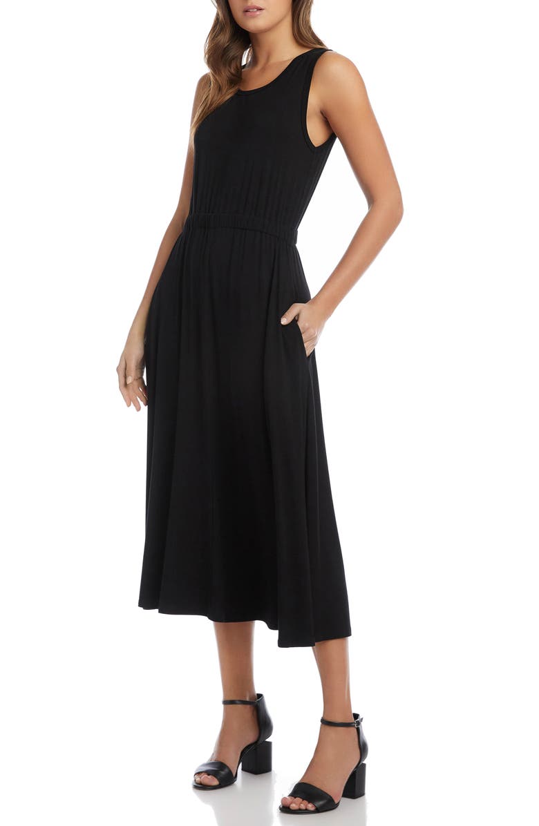 Karen Kane Artisan Jersey Midi Dress, Alternate, color, Black